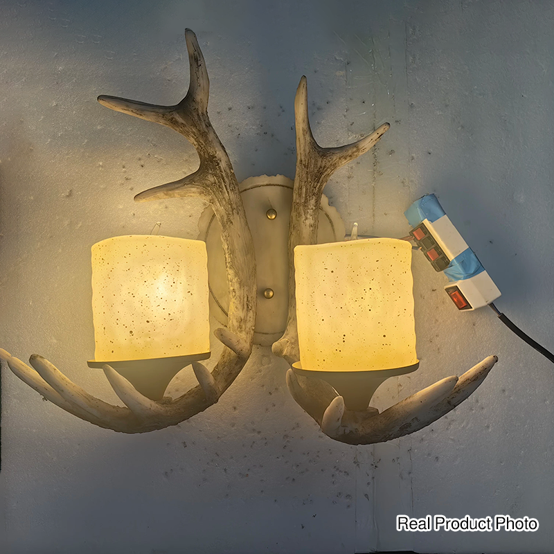 Traditional Vintage Resin Iron Antler 1/2 Light Wall Sconce Lamp For Hallway