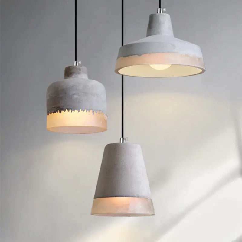 Industrial Minimalist Grey Shade 1-light Cement Pendant Light modern luxury lighting fixture