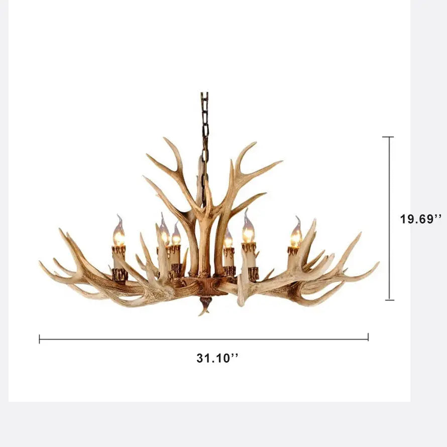 Country Style Antler Resin 6-light Chandelier – Rustic Cabin Ceiling Light Lumendat