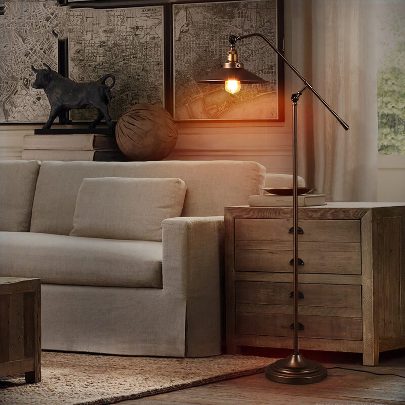 Industrial Bronze 1-Light Boom Arm Standing Floor Lamps Lumendat