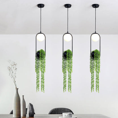 Glass Ball 1-light Plant Hanging Pendant Light