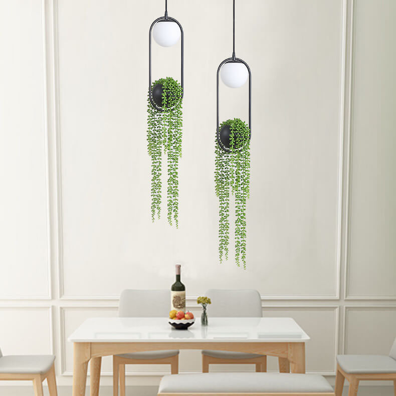Glass Ball 1-light Plant Hanging Pendant Light