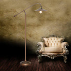 Industrial Bronze 1-Light Boom Arm Standing Floor Lamps Lumendat