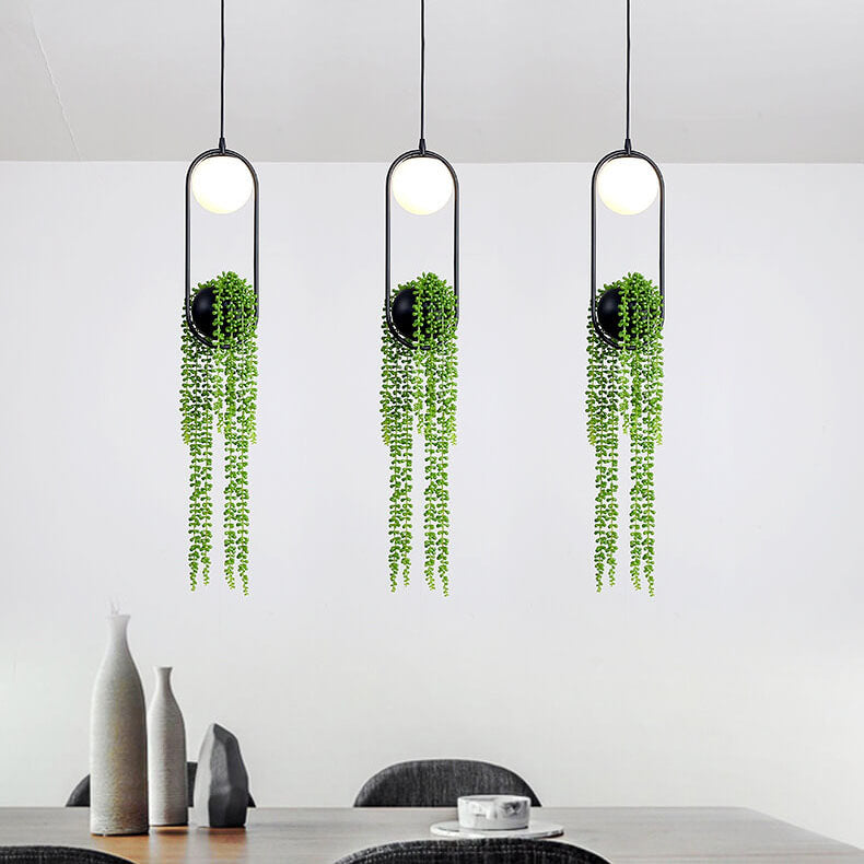 Glass Ball 1-light Plant Hanging Pendant Light