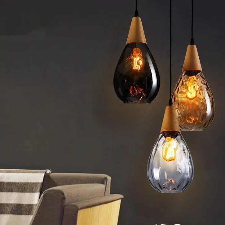 Water Ripple Glass 1-light Drop Shaped Pendant Light Lumendat
