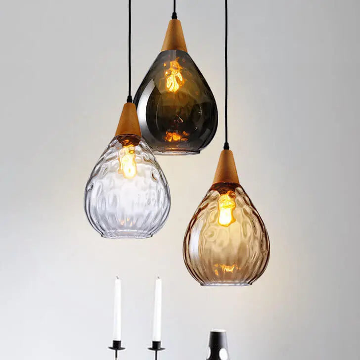 Water Ripple Glass 1-light Drop Shaped Pendant Light modern luxury lighting fixture