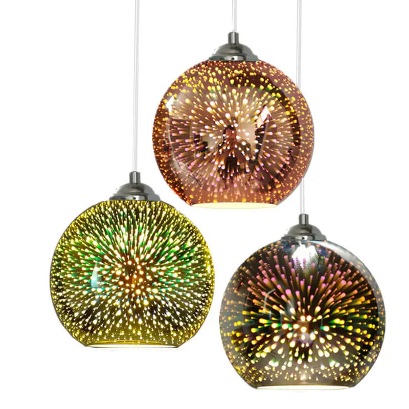 Modern Creative 3d Colorful Fireworks Glass 1-light Dome Pendant Light Lumendat