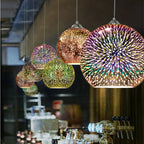 Modern Creative 3d Colorful Fireworks Glass 1-light Dome Pendant Light Lumendat