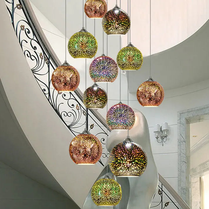 Modern Creative 3d Colorful Fireworks Glass 1-light Dome Pendant Light Lumendat