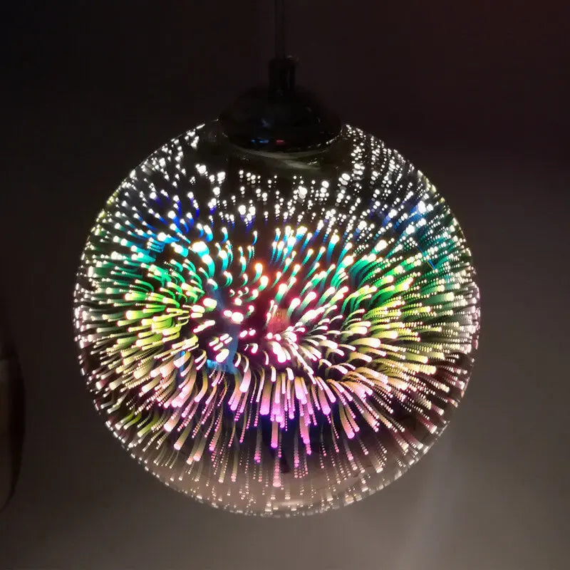 Modern Creative 3d Colorful Fireworks Glass 1-light Dome Pendant Light Lumendat