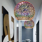 Modern Creative 3d Colorful Fireworks Glass 1-light Dome Pendant Light Lumendat