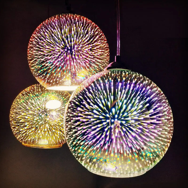 Modern Creative 3d Colorful Fireworks Glass 1-light Dome Pendant Light modern luxury lighting fixture