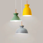 Contemporary Nordic Oak Wood Iron Bell Cone Dome 1-light Pendant Light for Living Room Lumendat