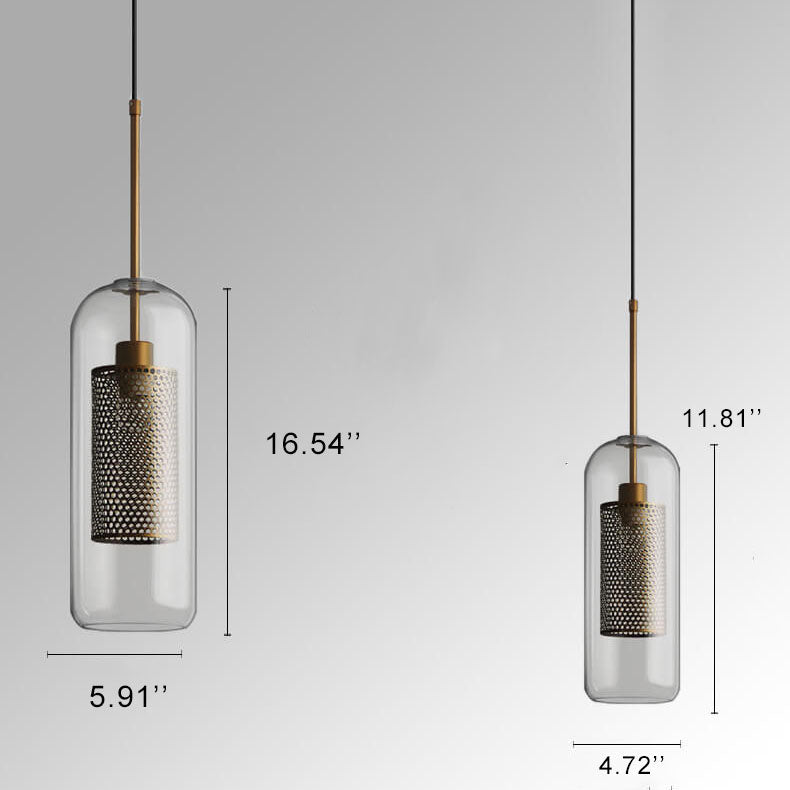 Clear Glass 1-light Cylindrical Pendant Light BulbSquare