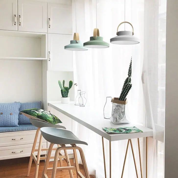 Nordic Macaron Ring Dome 1-light LED Pendant Light BulbSquare