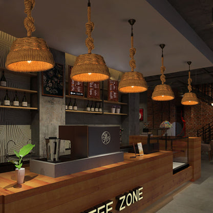 Vintage Hemp Rope 1-light Dome Pendant Light