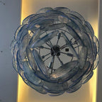Traditional French Flower Shaped Iron Glass 5/9/12 Light Chandelier for Living Room BulbSquare