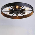 Industrial Wrought Iron Wheel 6-light Flush Mount Lighting