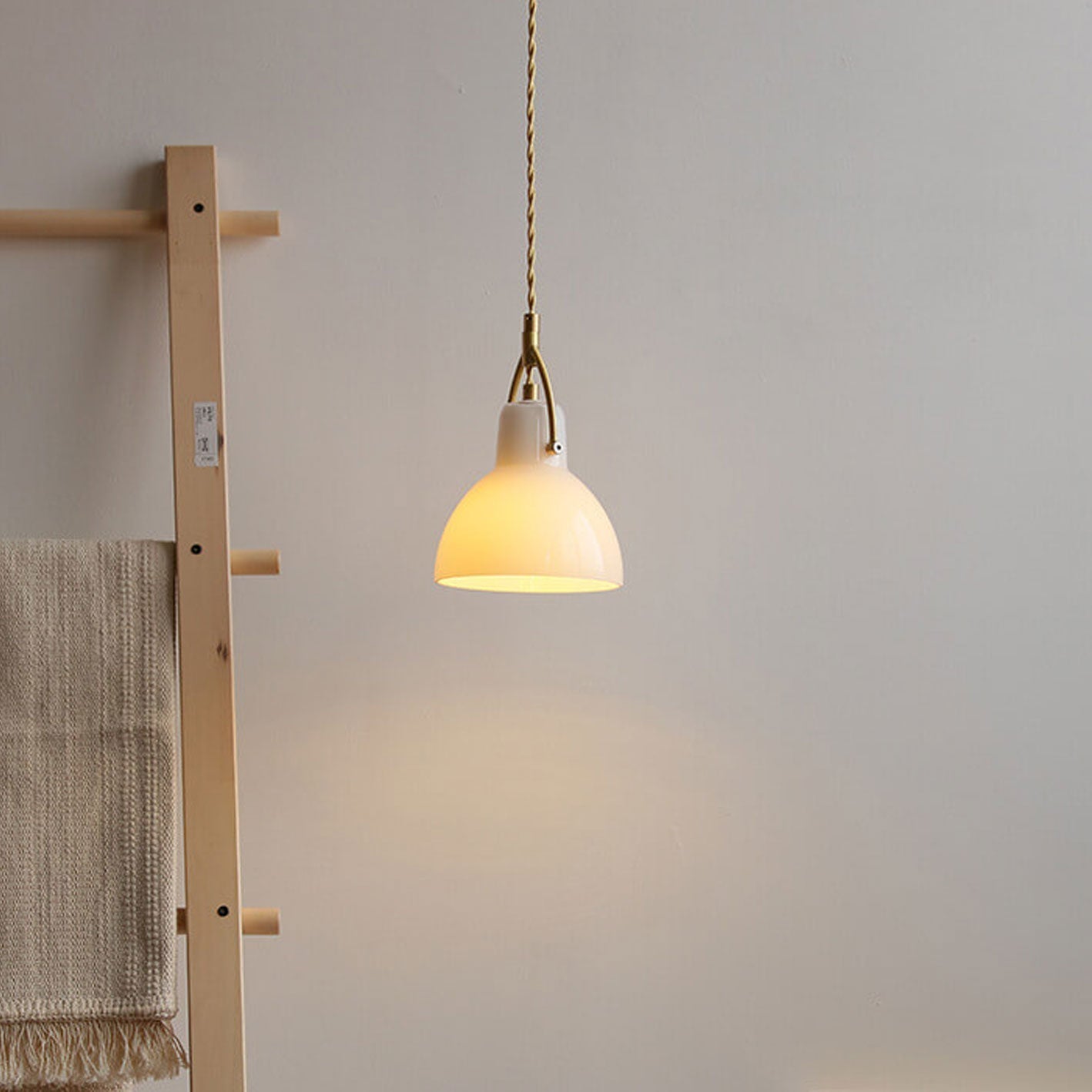 Vintage Milk White Glass Dome 1-Light Mini Brass Pendant Light