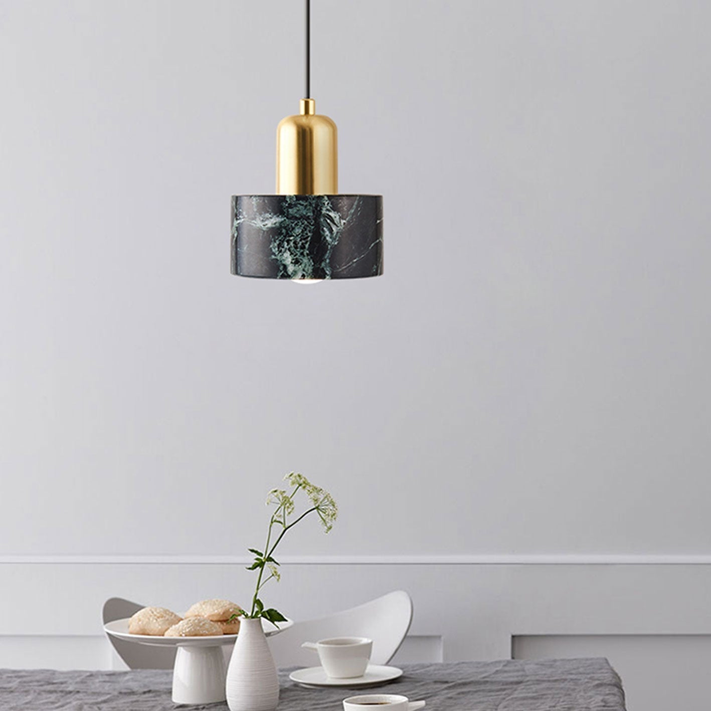 Modern Light Luxury Marble Metal 1-light Pendant Light