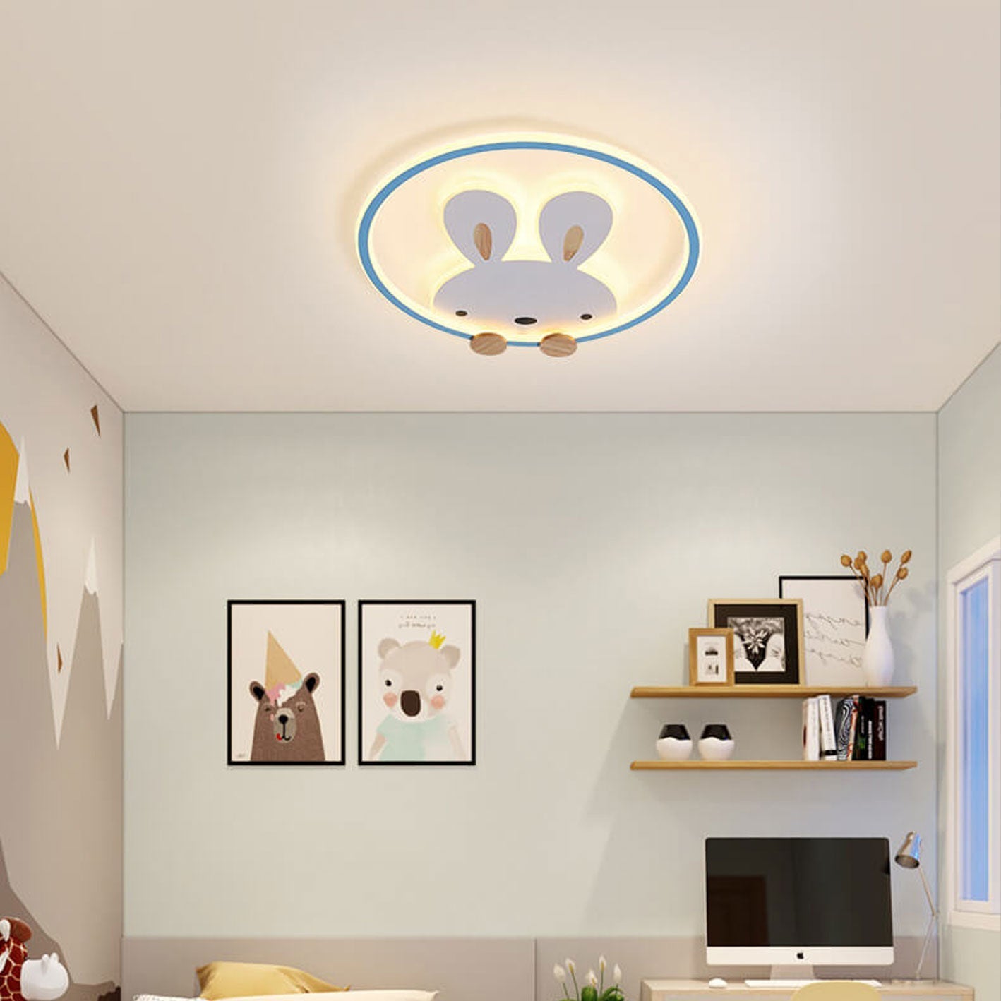 Lumendat Childlike Creative Cartoon Rabbit Design LED Flush Mount Light Lumendat