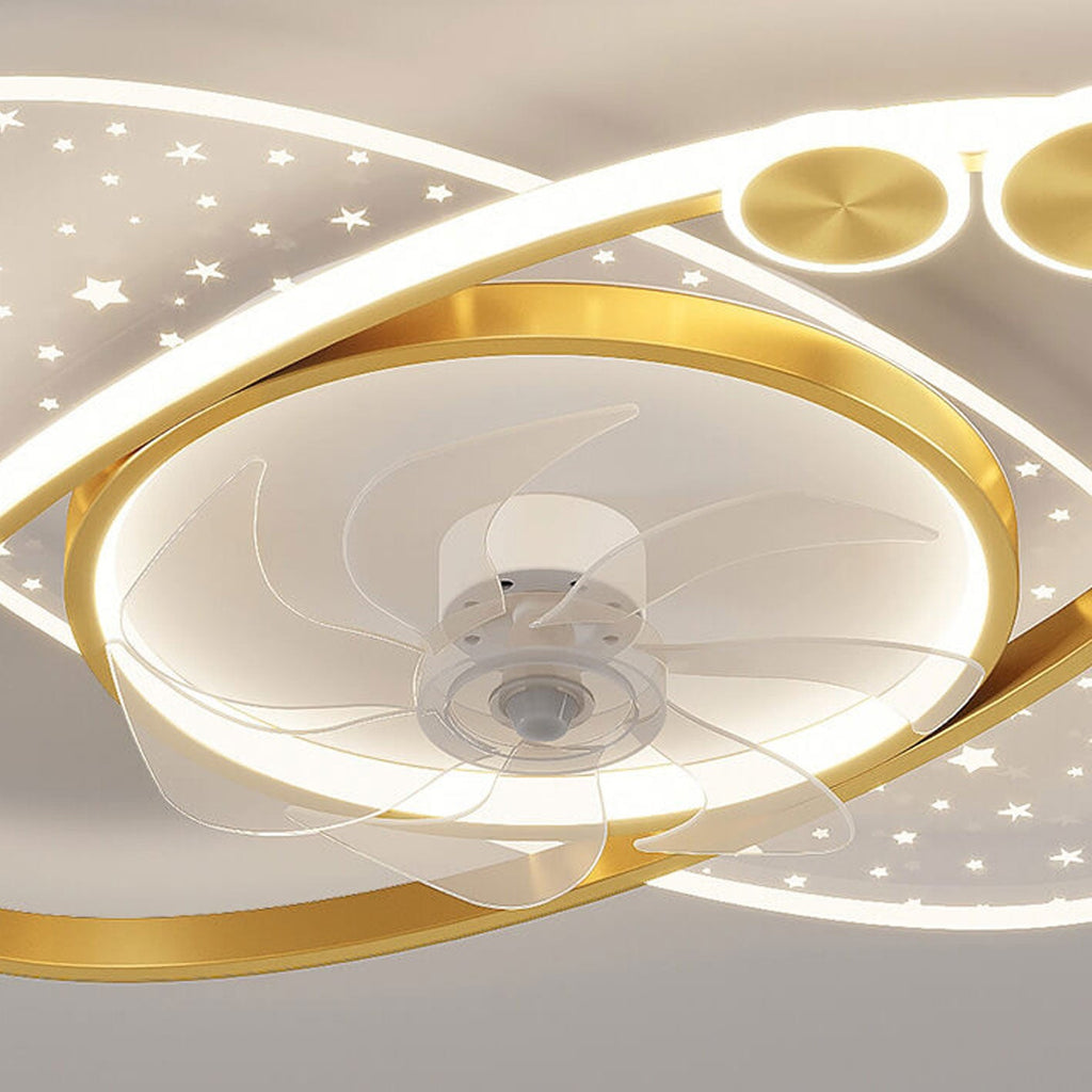 Lumendat Modern Creative Planet Star Effect LED Flush Mount Ceiling Fan Light Lumendat