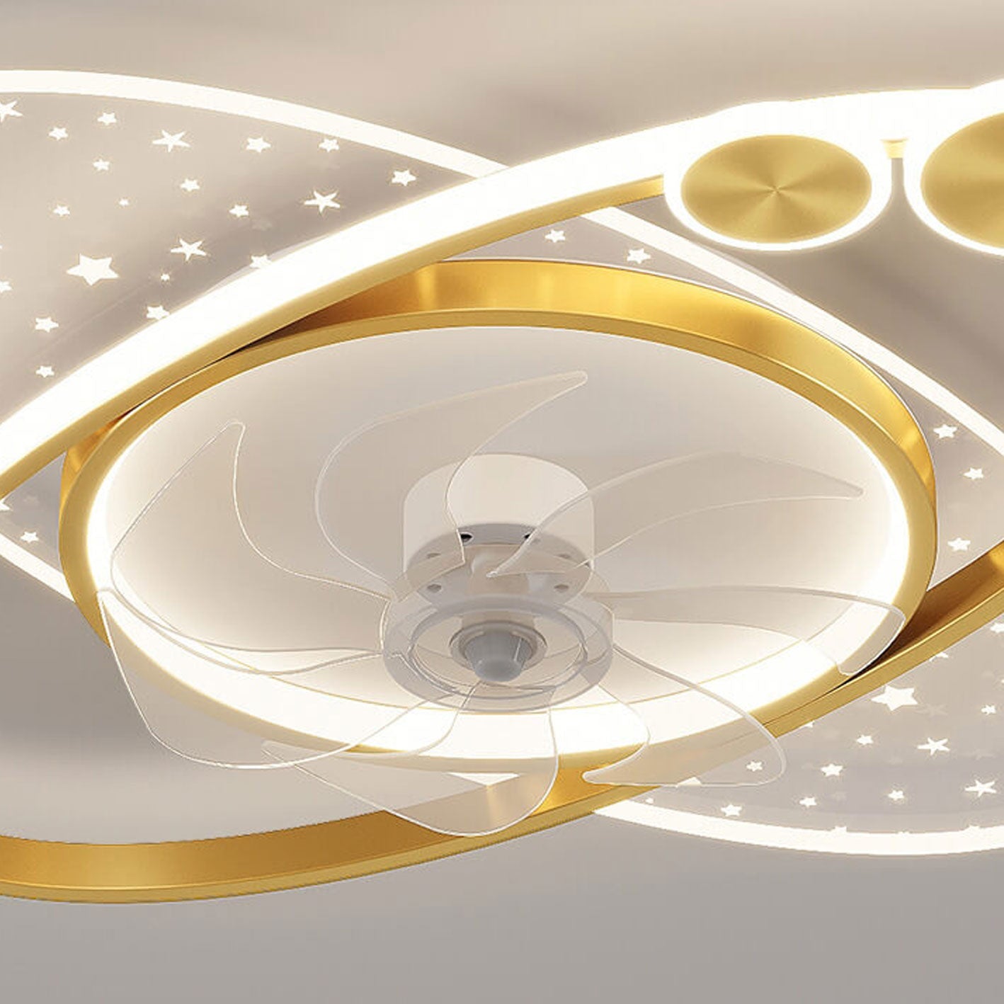 Lumendat Modern Creative Planet Star Effect LED Flush Mount Ceiling Fan Light Lumendat