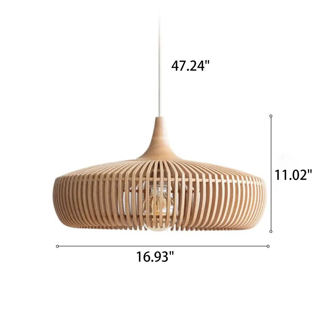 Nordic Vintage Wooden Round Dome Lid 1-light Pendant Light Lumendat