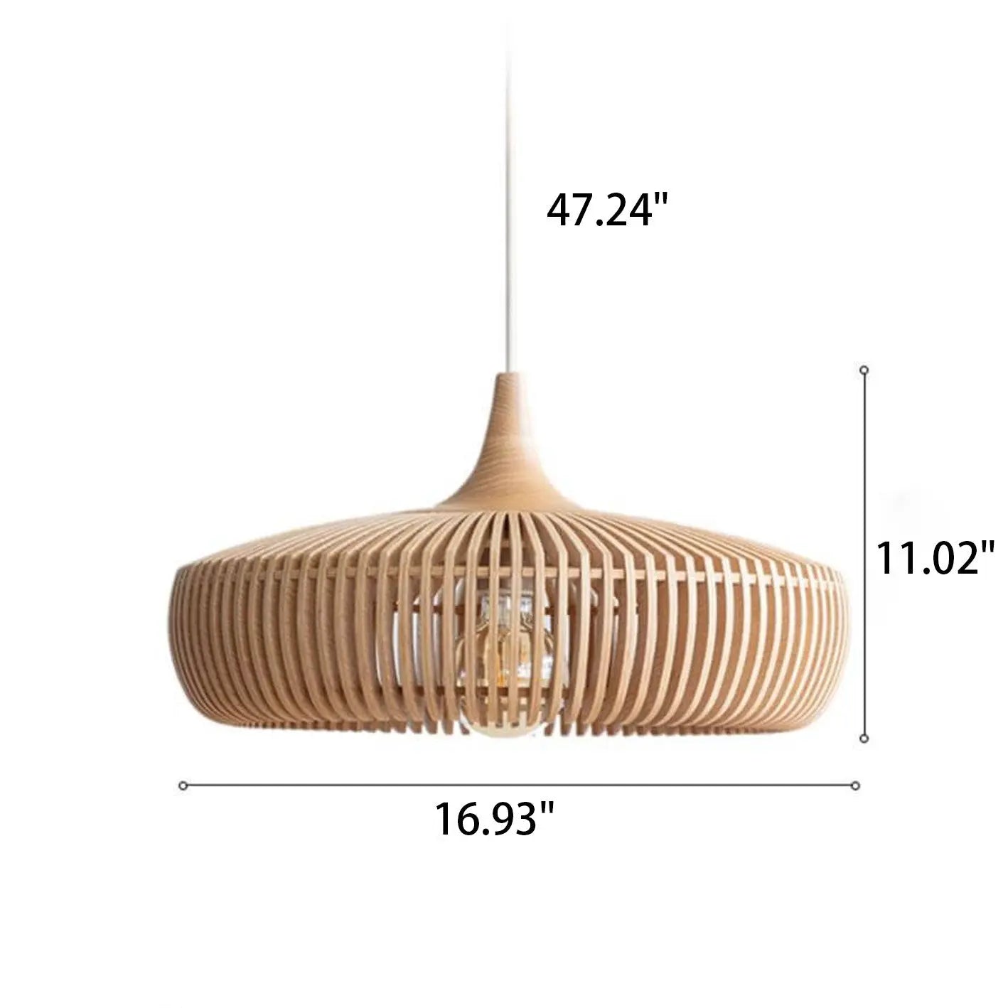 Nordic Vintage Wooden Round Dome Lid 1-light Pendant Light Lumendat