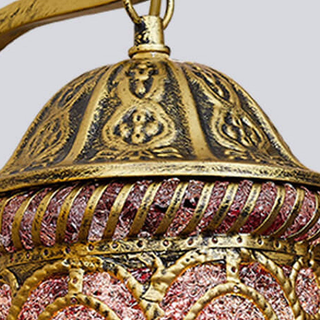 Southeast Asian Style Hollow Iron Pink 1-Light Wall Sconce Lamp Lumendat