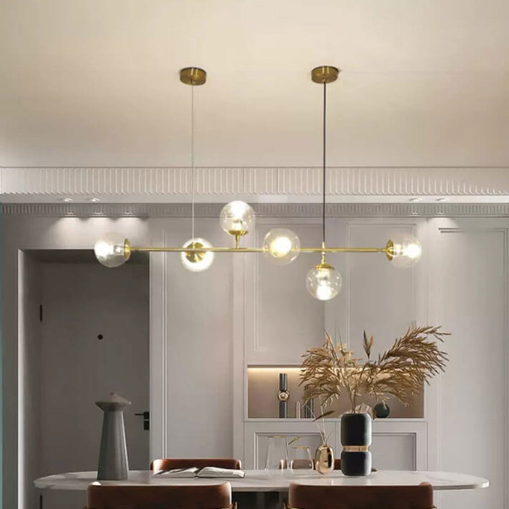 Modern Minimalist Long Glass Round Globe Island Light 6-light Chandelier BulbSquare