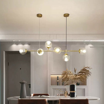 Modern Minimalist Long Glass Round Globe Island Light 6-light Chandelier