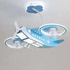 Lumendat Creative Cartoon Aircraft Kids Flush Mount Ceiling Fan Light Lumendat
