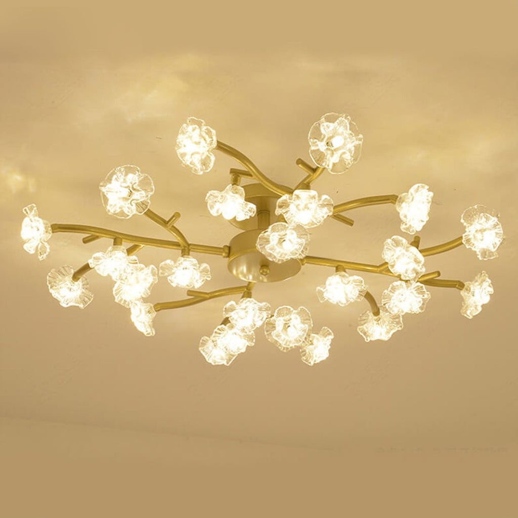 Nordic Creative Plum Blossom Tree Branch LED Semi-flush Mount Ceiling Light