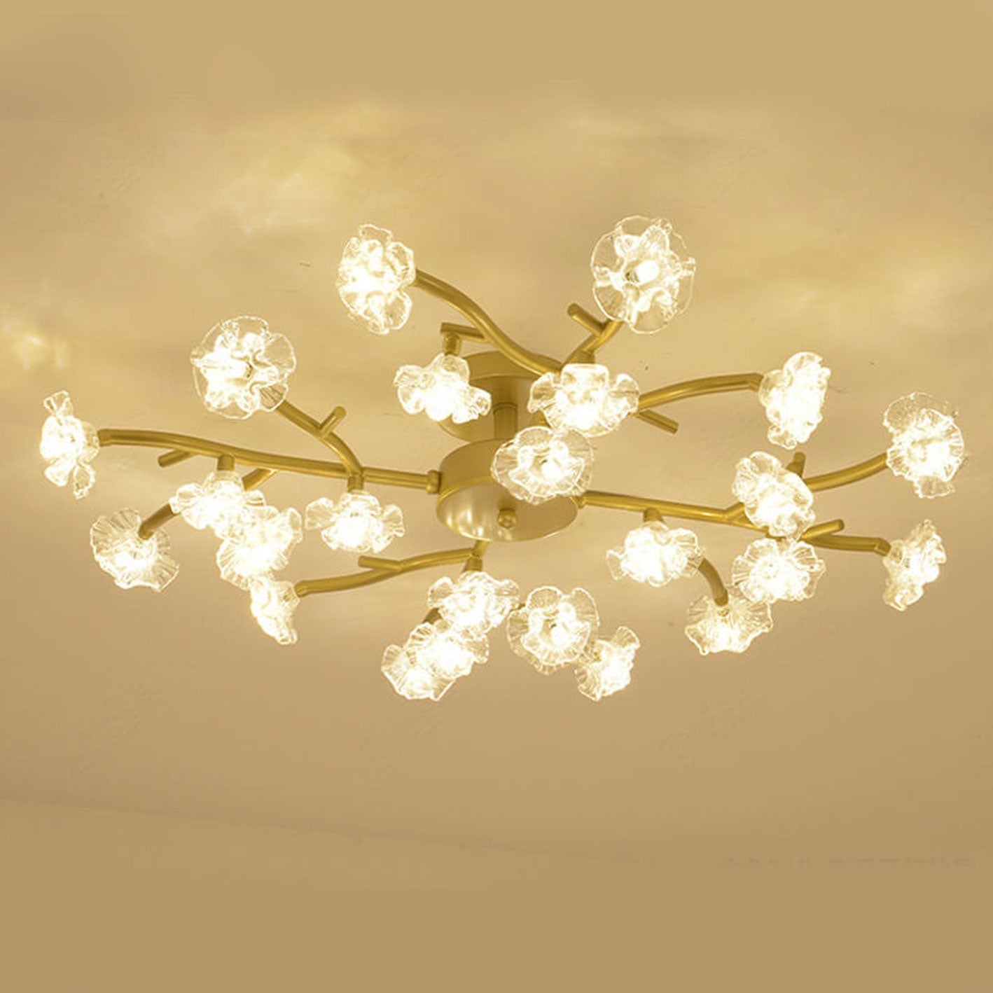 Nordic Creative Plum Blossom Tree Branch LED Semi-flush Mount Ceiling Light