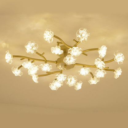 Nordic Creative Plum Blossom Tree Branch LED Semi-flush Mount Ceiling Light