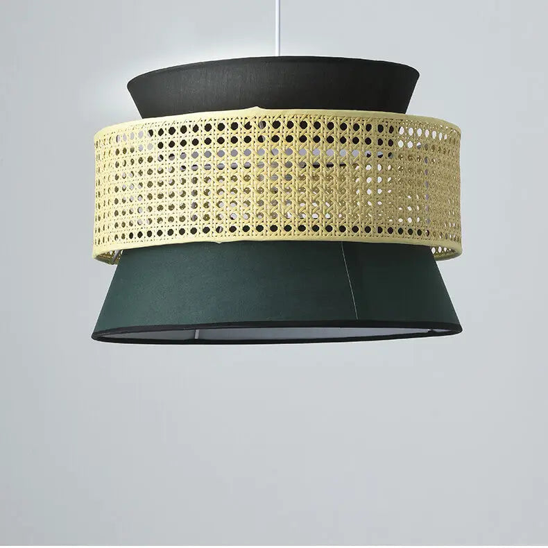 Modern Rattan Japanese Drum Shape 1-light Pendant Light BulbSquare