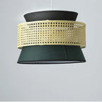 Modern Rattan Japanese Drum Shape 1-light Pendant Light BulbSquare