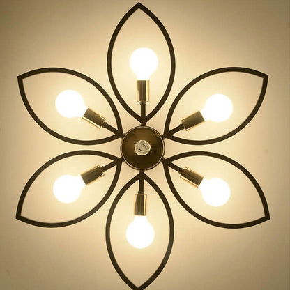Nordic Light Luxury Wrought Iron Crystal 6/8-light Flush Mount Ceiling Light