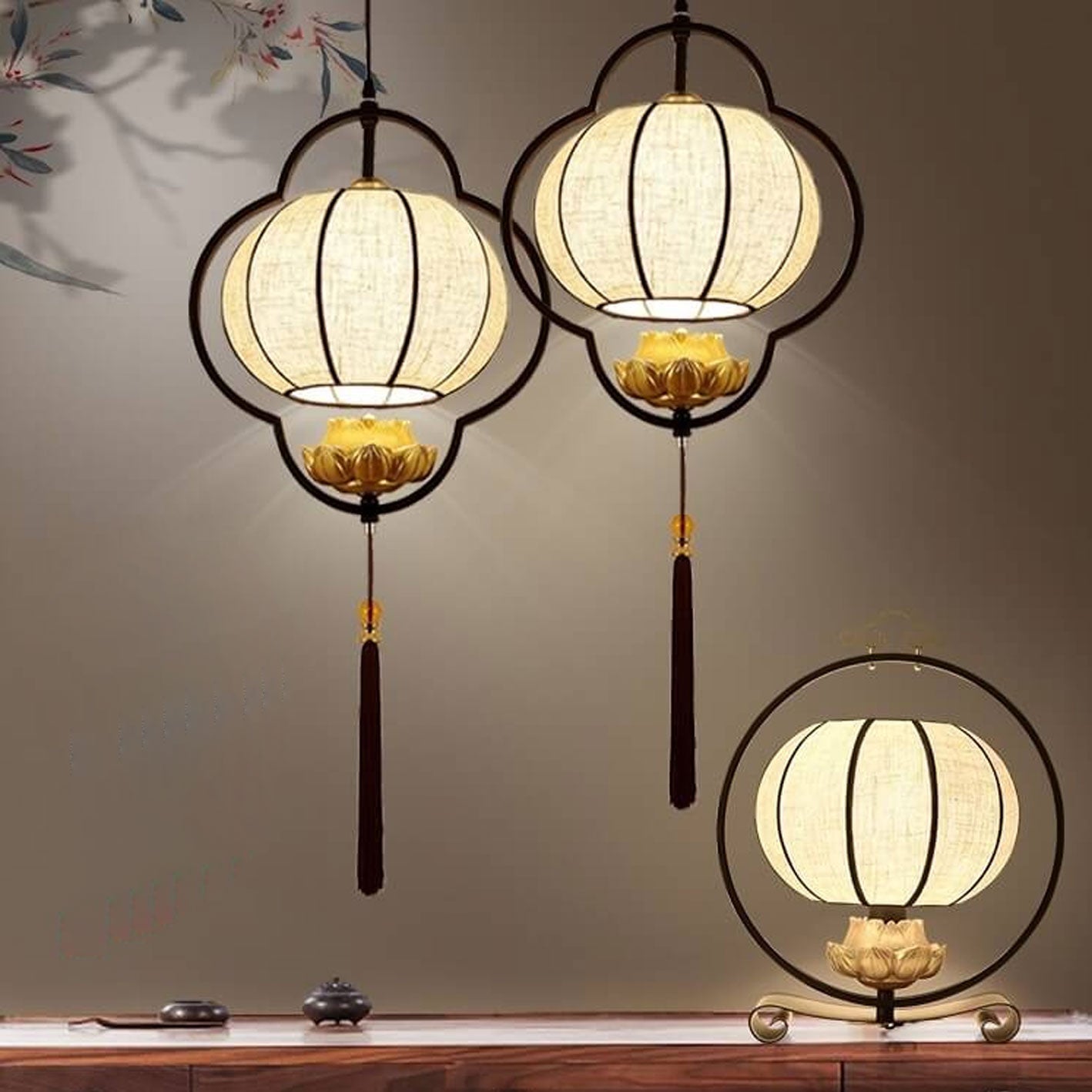 Chinese Retro Light Luxury Wrought Iron 1-light Pendant Light