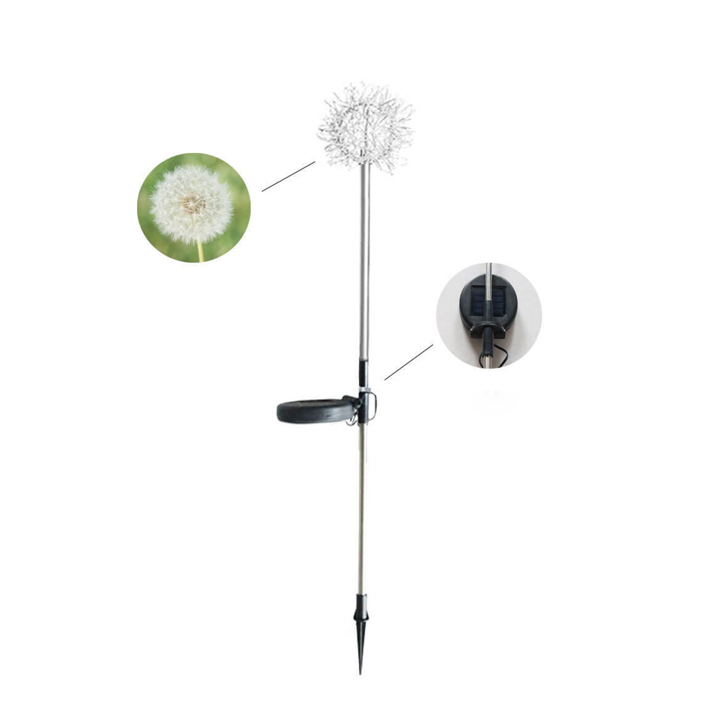 Solar Dandelion Aluminum Wire Globe Light LED Outdoor Waterproof Luminous Garden Insert Ground Landscape Light Lumendat