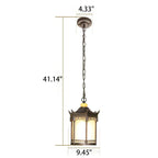 Retro Chinese Outdoor Waterproof Hexagonal Lantern 1-light Patio Pendant Light BulbSquare