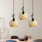 Danish Creative Stripes Glass Round 1/3 Light Chandelier Lumendat