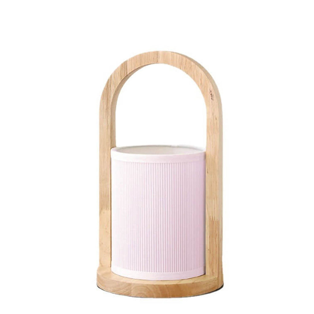 Nordic Fabric Column Solid Wood Portable Design 1-Light Table Lamp Lumendat