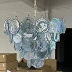 Traditional French Flower Shaped Iron Glass 5/9/12 Light Chandelier for Living Room BulbSquare
