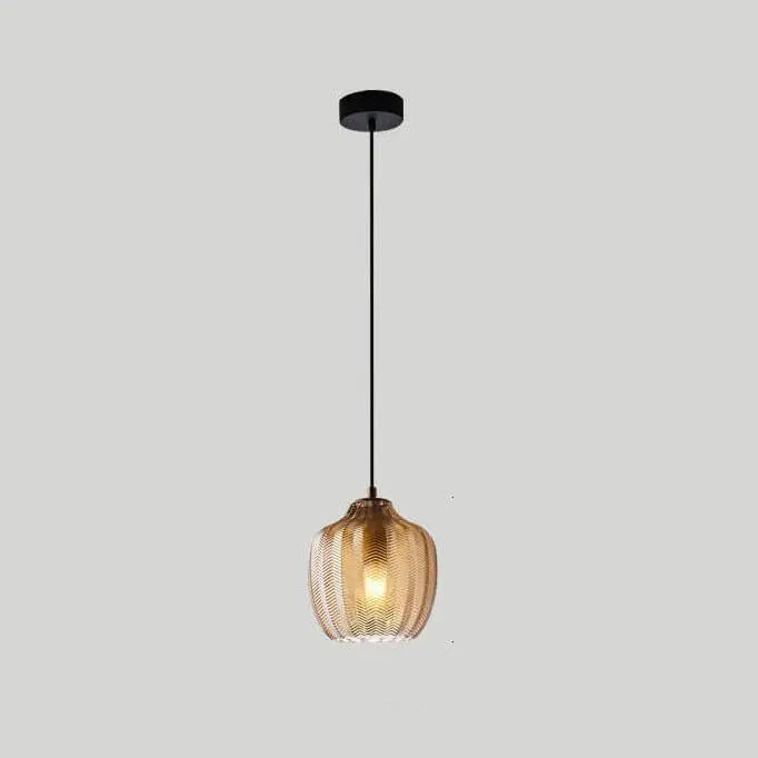 Nordic Textured Wavy Glass 1-light Barrel Pendant Light Lumendat