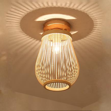 Modern Minimalist Creative Bamboo Weaving Flush Mount Ceiling Lamp Lumendat