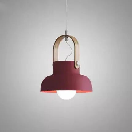 Modern Nordic 1-light Dome Wood Carrying Handle Pendant Light Lumendat