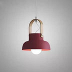 Modern Nordic 1-light Dome Wood Carrying Handle Pendant Light Lumendat