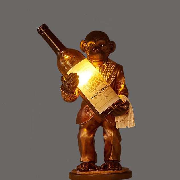 Retro Creative Monkey Resin Wine Bottle 1-Light Decoration Table Lamp Lumendat